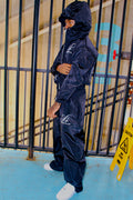 Navy blue windbreaker set